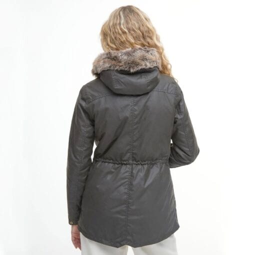 Barbour Kelsall Wax Parka in Olive Classic LWX0303OL71 back