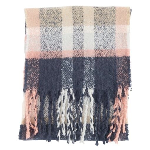 Barbour Rawson Check Scarf Navy Pink Rust