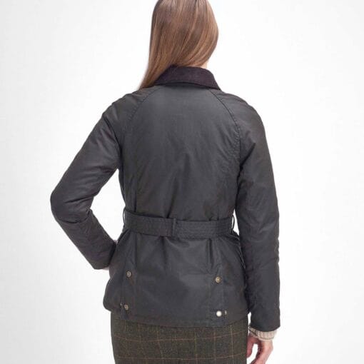 Barbour Solway Zip Wax Jacket in Olive Classic LWX1407OL71 back