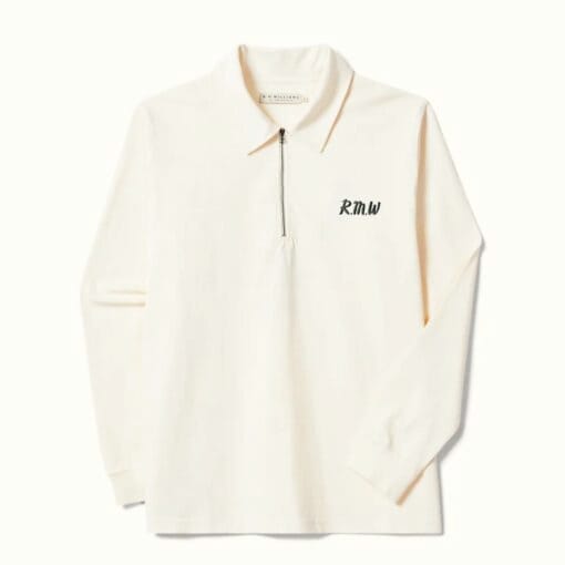 R M Williams Boots & Saddles ¼ Zip Rugby Shirt in Cream KR200RJ0901