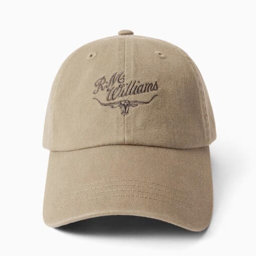 R M Williams Script Longhorn Cap in Dark Olive ACX9OWIZ70100