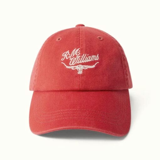 R M Williams Script Longhorn Cap in Red ACX9OWI010200