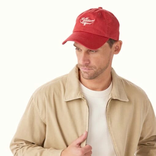 R M Williams Script Longhorn Cap in Red ACX9OWI010200 life