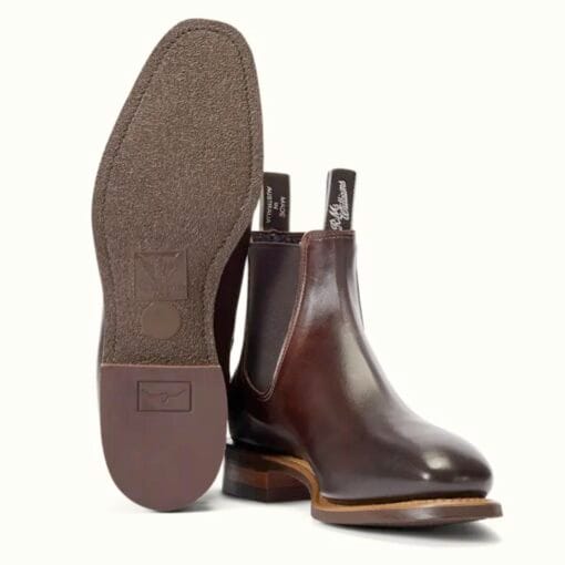 R M Williams Burnished Comfort Craftsman Boots in Bordeaux B543UBO sole