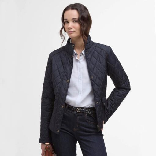 Barbour Crawford Cavalry Quilt Jacket dark navy front LQU1825NY91