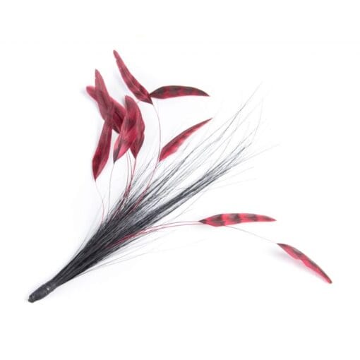 Coque and Herl Feather Hat Mount in Dark Red COQHERLMOUNT-DR