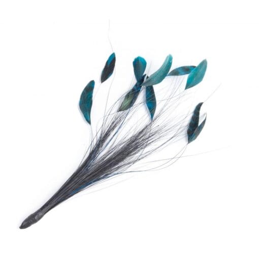 Coque and Herl Feather Hat Mount in Deep Turquoise