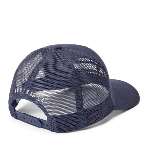 R M Williams Stencil Trucker Cap in Navy back mesh ACX9OWI4505