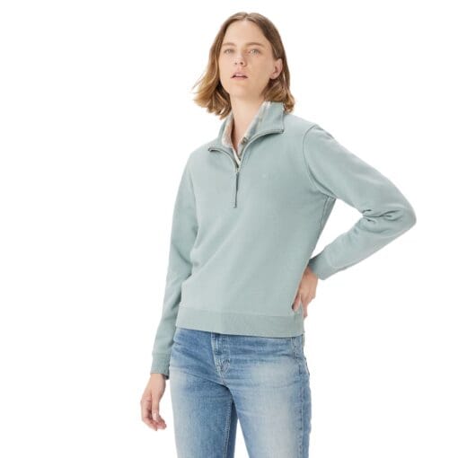R M Williams Trickett II Zip Neck Sweatshirt jade front KZ800BBE801