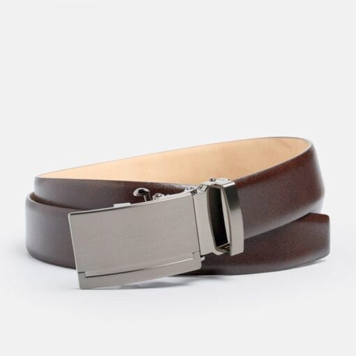 Ibex Of England ADAPT-FIT Leather Belt Square Buckle Dark Brown