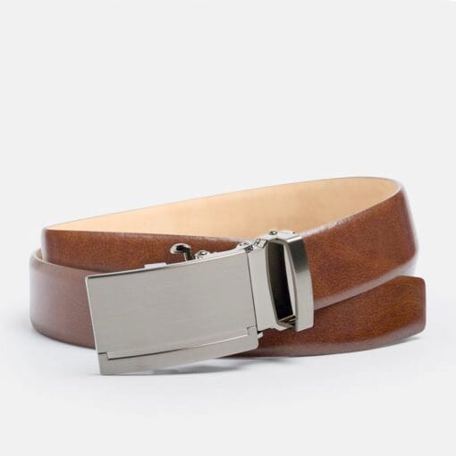Ibex Of England ADAPT-FIT Leather Belt Square Buckle Mid Brown