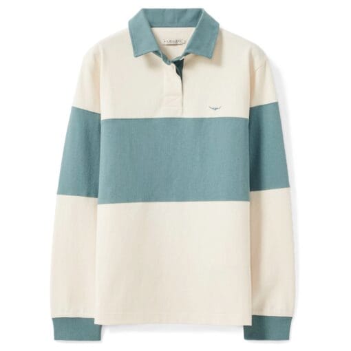 R M Williams Narran Panel Stripe Rugby Shirt Jade outline KR800RJE801