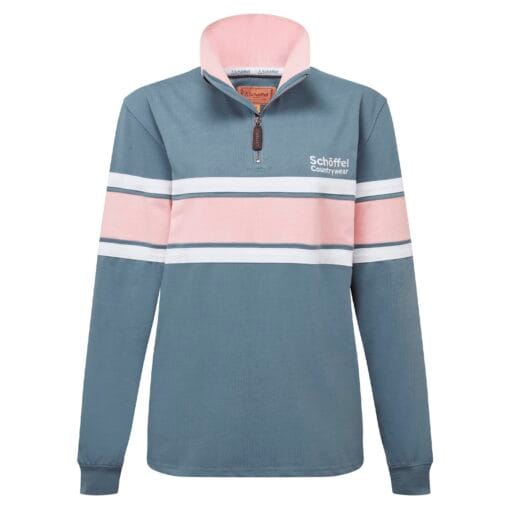 Schoffel Ladies Exmouth Heritage ¼ Zip in Dark Pigeon Blue & Chalky Coral 20-2064-8299