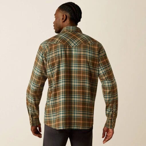 Ariat Henry Retro Fit Shirt in Dark Green back 10062220