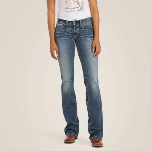 Ariat R.E.A.L. Mid Cut Stretch Whipstitch Boot Jeans in Rainstorm front 10016202