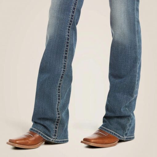 Ariat R.E.A.L. Mid Cut Stretch Whipstitch Boot Jeans in Rainstorm lower front 10016202