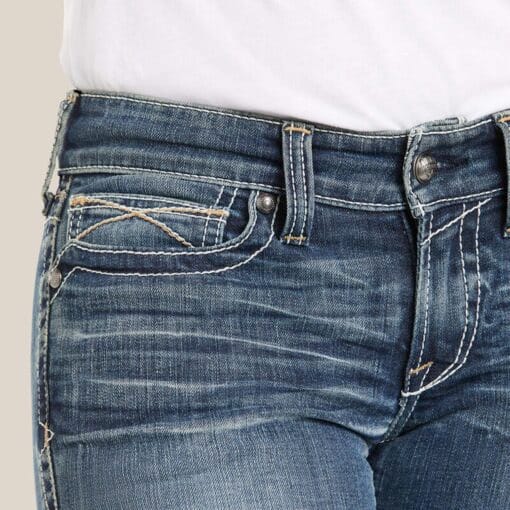 Ariat R.E.A.L. Mid Cut Stretch Whipstitch Boot Jeans in Rainstorm pocket 10016202