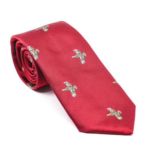 Atkinsons Pure Silk Flying Grouse Tie Red