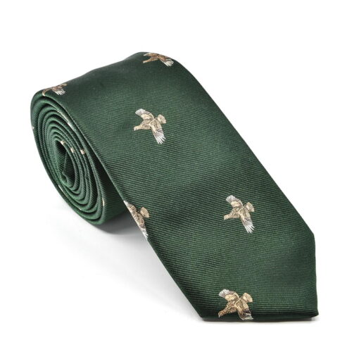 Atkinsons Pure Silk Flying Grouse Tie green
