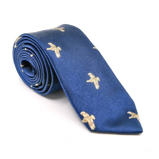 Atkinsons Pure Silk Flying Grouse Tie navy