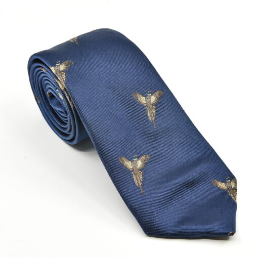Atkinsons Pure Silk Flying Pheasant Tie navy