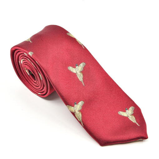 Atkinsons Pure Silk Flying Pheasant Tie red