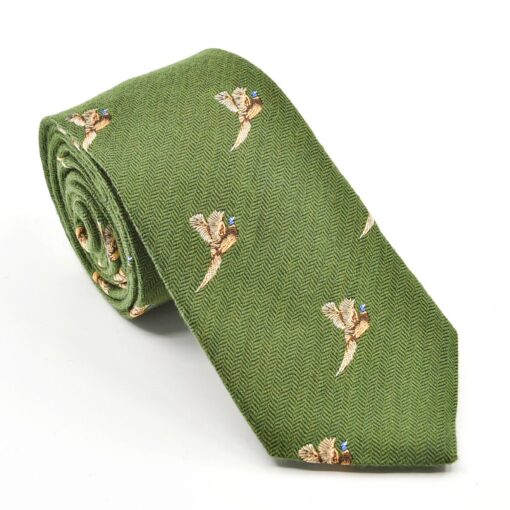 Atkinsons Silk & Wool Flying Pheasant Tie green