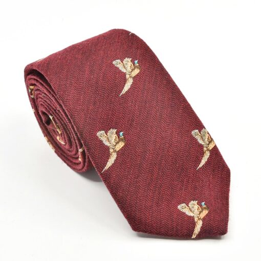 Atkinsons Silk & Wool Flying Pheasant Tie ruby