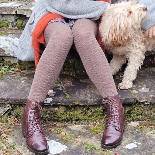 Samantha Holmes Ladies Alpaca Leggings-Footless Tights in Cocoa F145-CO