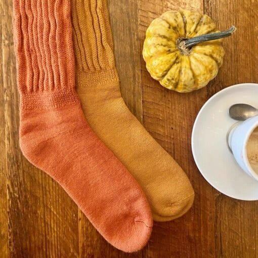 Samantha Holmes Ladies Rib Cushion Alpaca Socks in Pumpkin F160-PK