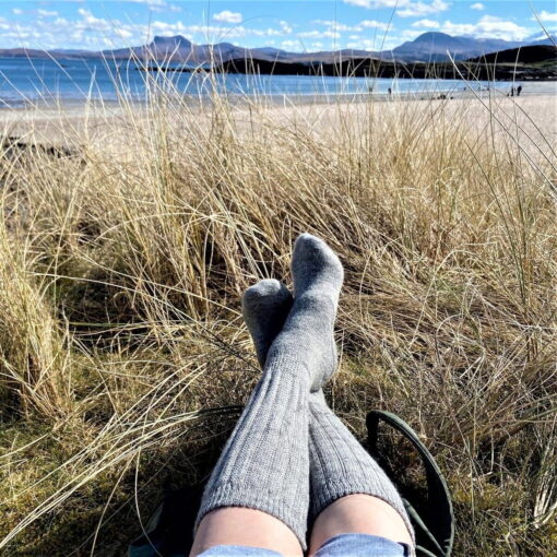 Samantha Holmes Ladies Rib Cushion Alpaca Socks in Dove F160-DO