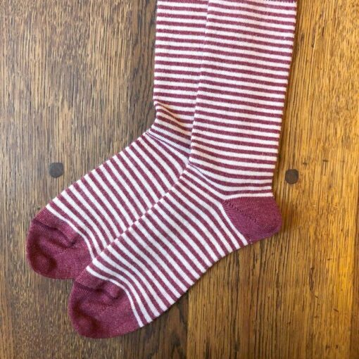 Samantha Holmes Ladies Stripey Alpaca Socks in Raspberry F128-RA