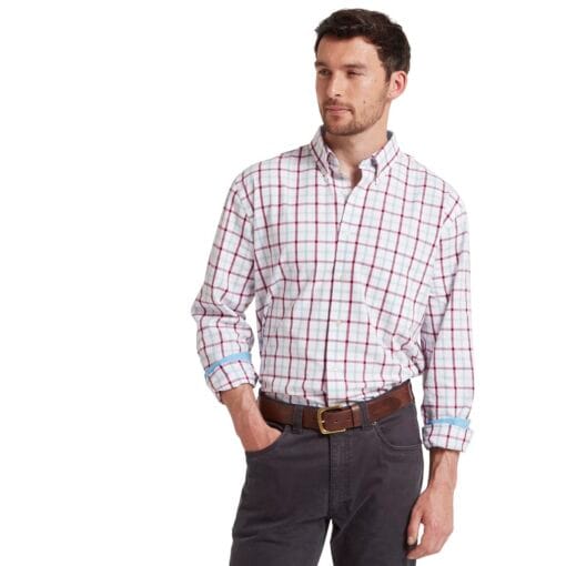 Schoffel Brancaster Classic Shirt Mountain Blue Check front 20-4050-8764