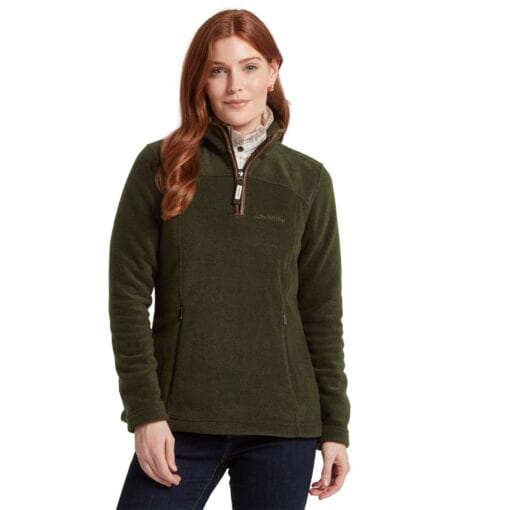Schoffel Tilton II Zip Fleece Dark Olive front 22-13447-6990
