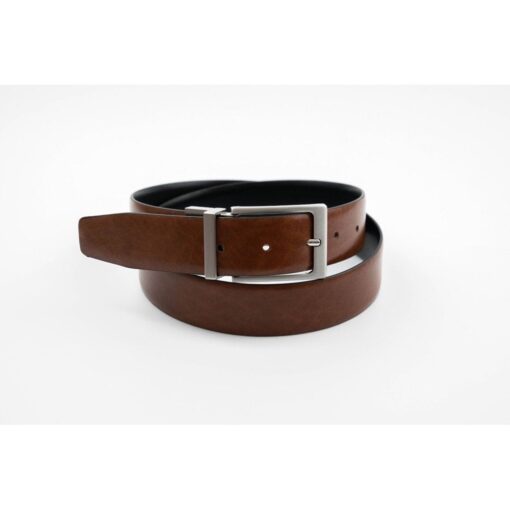 Ibex Of England Reversible Leather Belt in Black & Tan Black Side